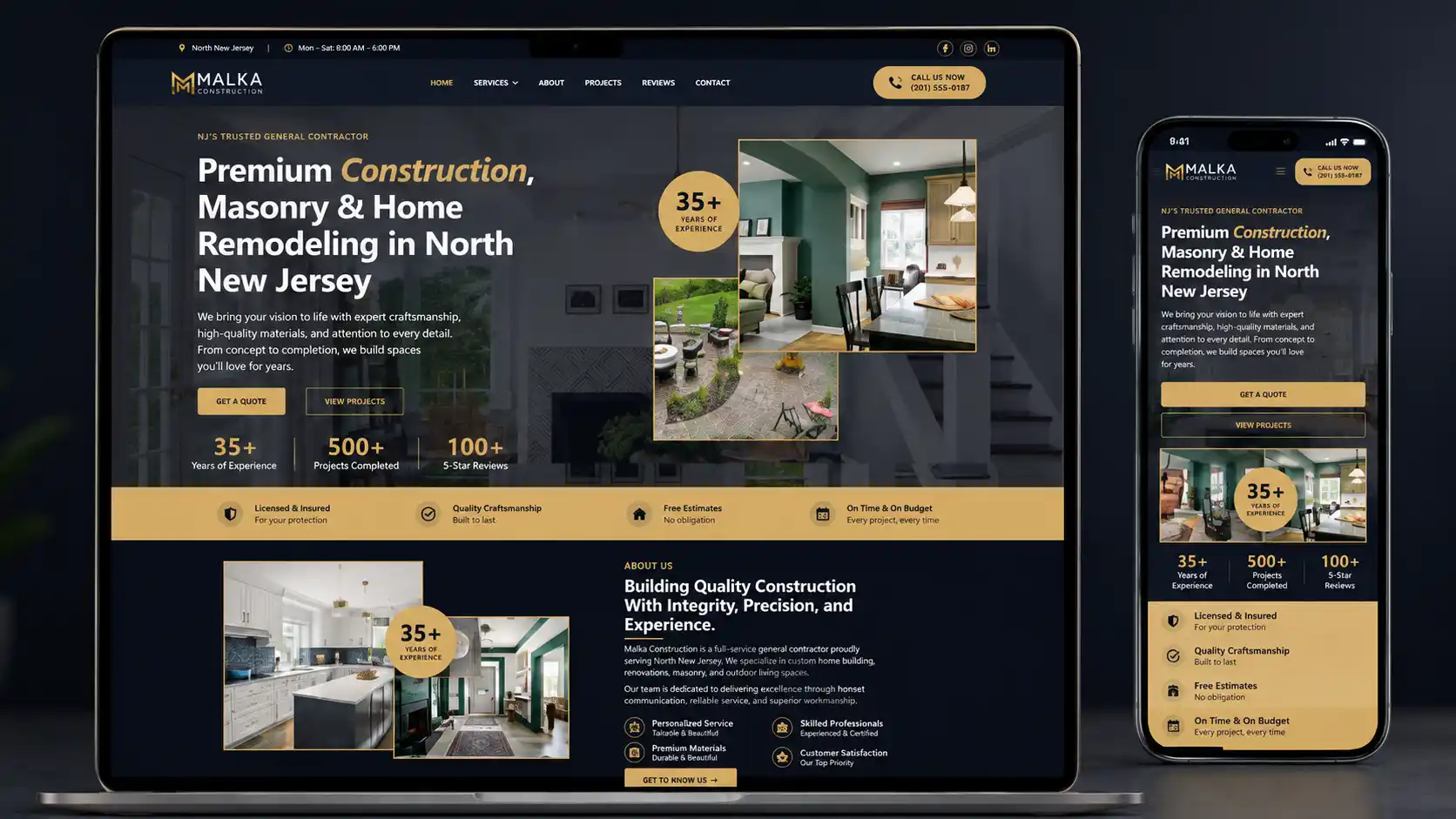 Malka Construction LLC Website
