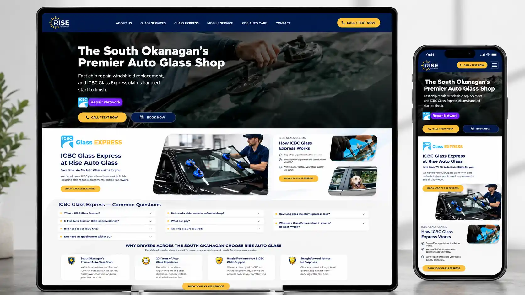 Rise Auto Glass Website